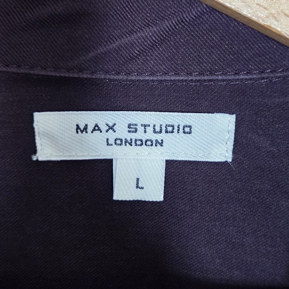 Max Studio Dark Burgundy Wine Utility Button Front Jacket Size Large - Picture 4 of 5